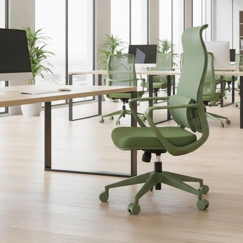Ergonomic Colorful Office Chair 300lb (About 149.7kg) Home Office Mesh Breathable High Back, with Adjustable Lumbar Support Computer Chair, Integrated Molded Foam Seat Cushion, Fireproof (Green) in Saudi Arabia