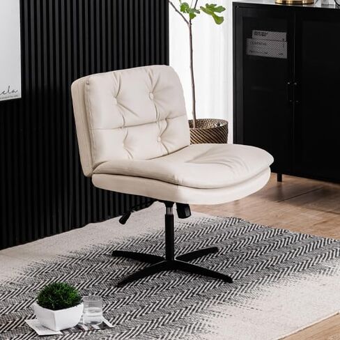 Large Size Armless Home Office Desk Chair Vanity Chair No Wheels in Saudi Arabia
