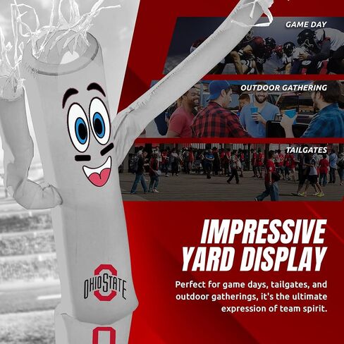 سبورتيتشتشر NCAA ولاية أوهايو بوكس ​​كرة القدم أحمق يلوح أنبوب قابل للنفخ مع أضواء LED ومنفاخ مدمج راقصات أحمق الهواء أنبوب قابل للنفخ رجل مجنون الرياضة مروحة في الهواء الطلق الطرف الديكور in Saudi Arabia