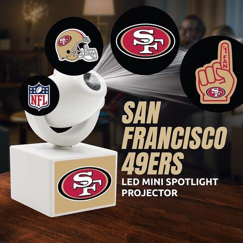 Sporticulture NFL American Football San Francisco 49ers - Adjustable Led Mini Spotlight Projector with 6 Team Logo Designs - Portable & Rechargeable Spotlight - Battery-Operated - 4.375" x 3.125" in Kuwait