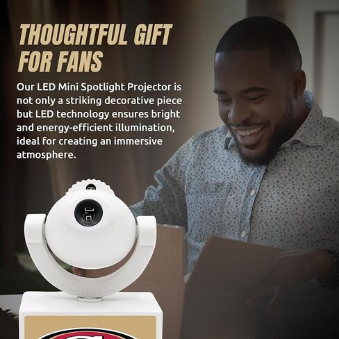 Sporticulture NFL American Football San Francisco 49ers - Adjustable Led Mini Spotlight Projector with 6 Team Logo Designs - Portable & Rechargeable Spotlight - Battery-Operated - 4.375" x 3.125" in Kuwait