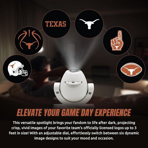 Sporticulture NCAA American Football Texas - جهاز عرض كشاف صغير LED قابل للتعديل مع 6 تصميمات لشعار الفريق - مصباح كشاف محمول وقابل لإعادة الشحن - يعمل بالبطارية - 4.375 بوصة × 3.125 بوصة in Saudi Arabia