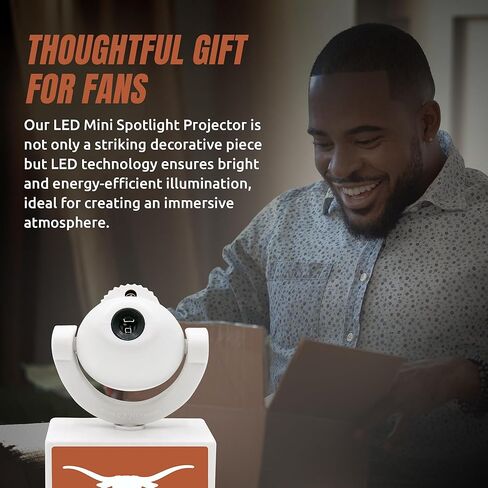 Sporticulture NCAA American Football Texas - جهاز عرض كشاف صغير LED قابل للتعديل مع 6 تصميمات لشعار الفريق - مصباح كشاف محمول وقابل لإعادة الشحن - يعمل بالبطارية - 4.375 بوصة × 3.125 بوصة in Saudi Arabia