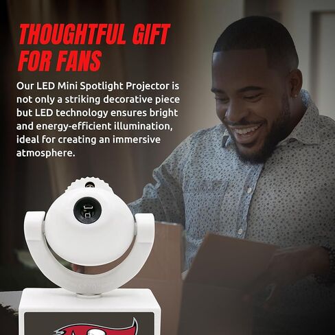 Sporticulture NFL American Football Tampa Bay Buccaneers - جهاز عرض صغير LED قابل للتعديل مع 6 تصميمات لشعار الفريق - مصباح كشاف محمول وقابل لإعادة الشحن - يعمل بالبطارية - 4.375 بوصة × 3.125 بوصة in Saudi Arabia
