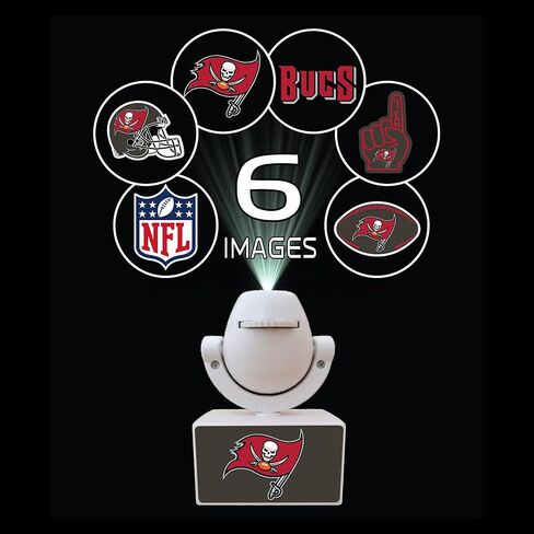 Sporticulture NFL American Football Tampa Bay Buccaneers - جهاز عرض صغير LED قابل للتعديل مع 6 تصميمات لشعار الفريق - مصباح كشاف محمول وقابل لإعادة الشحن - يعمل بالبطارية - 4.375 بوصة × 3.125 بوصة in Saudi Arabia