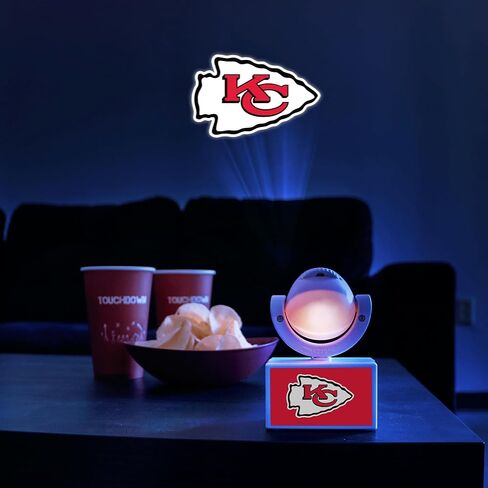 Sporticulture NFL American Football Kansas City Chiefs - جهاز عرض صغير LED قابل للتعديل مع 6 تصميمات لشعار الفريق - مصباح كشاف محمول وقابل لإعادة الشحن - يعمل بالبطارية - 4.375 بوصة × 3.125 بوصة in Saudi Arabia