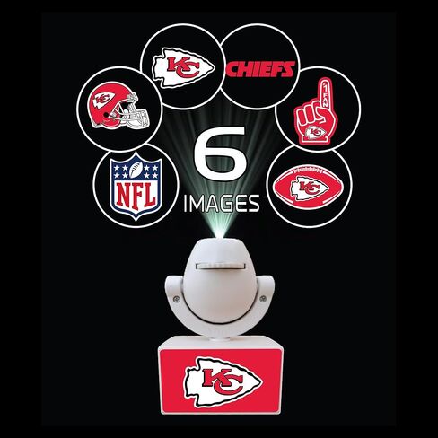 Sporticulture NFL American Football Kansas City Chiefs - جهاز عرض صغير LED قابل للتعديل مع 6 تصميمات لشعار الفريق - مصباح كشاف محمول وقابل لإعادة الشحن - يعمل بالبطارية - 4.375 بوصة × 3.125 بوصة in Saudi Arabia