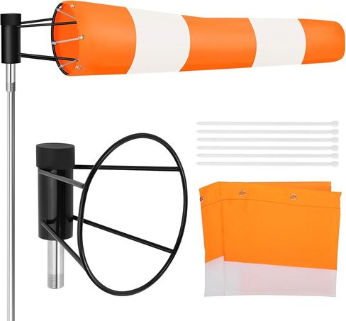 جوارب رياح للمطار مقاس 8 × 36 بوصة، جوارب رياح خارجية شديدة التحمل مصنوعة من قماش أكسفورد 450D مع إطار محمل كروي دوار 360 درجة، جوارب رياح للخارج، مقاومة للماء، مقاومة للأشعة فوق البنفسجية، لا تتضمن عمودًا in Saudi Arabia