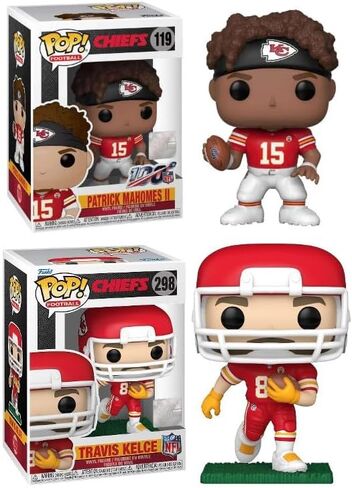 Funko Pop! NFL Kansas City Chiefs Patrick Mahomes II #119 and Travis Kelce #298, Vinyl Figure Combo Set of 2 in Saudi Arabia