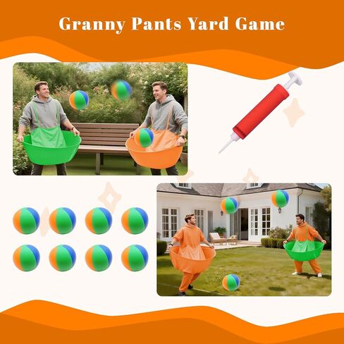 Granny Pants Yard Game Set with Bouncy Balls & Pump,Granny Pants Outdoor Party Game for Team Relay Lawn Fun,Backyard Parties,Family Parties,Adult in Kuwait