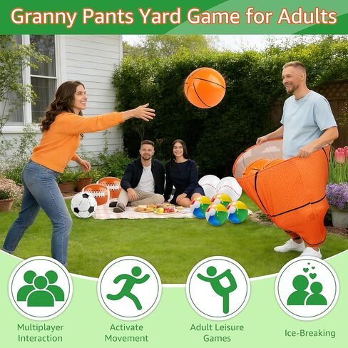 Granny Pants Yard Game Sports Themed Toss Game with Bouncy Balls Pumps - Outdoor Lawn Games for Adults Sports Themed Parties Tailgate Activities & Group Reunion Gatherings in Kuwait