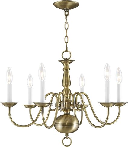 Livex Lighting 5006-01 Williamsburgh 6 Light Antique Brass Chandelier in Kuwait