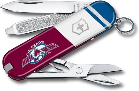 Victorinox Classic SD Swiss Army Knife – Compact 7 Function Swiss Made Pocket Knife with Small Blade, Screwdriver and Key Ring – Colorado Avalanche in Kuwait