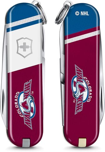 Victorinox Classic SD Swiss Army Knife – Compact 7 Function Swiss Made Pocket Knife with Small Blade, Screwdriver and Key Ring – Colorado Avalanche in Kuwait