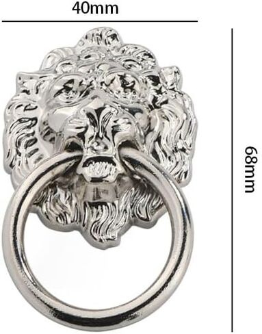Knobs for Chest of Drawers 10 Pcs Vintage Drop Ring Drawer Pull Knob Antique Red Copper Lion Head Shape Dressing Table Handle Suitable for Cabinet Wardrobe Door Bathroom Furniture Hardware(Silver) in Saudi Arabia