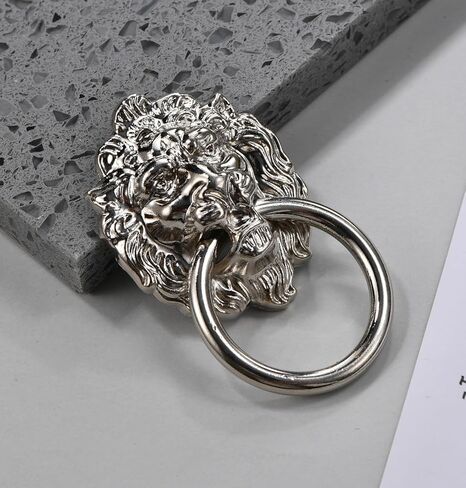 Knobs for Chest of Drawers 10 Pcs Vintage Drop Ring Drawer Pull Knob Antique Red Copper Lion Head Shape Dressing Table Handle Suitable for Cabinet Wardrobe Door Bathroom Furniture Hardware(Silver) in Saudi Arabia