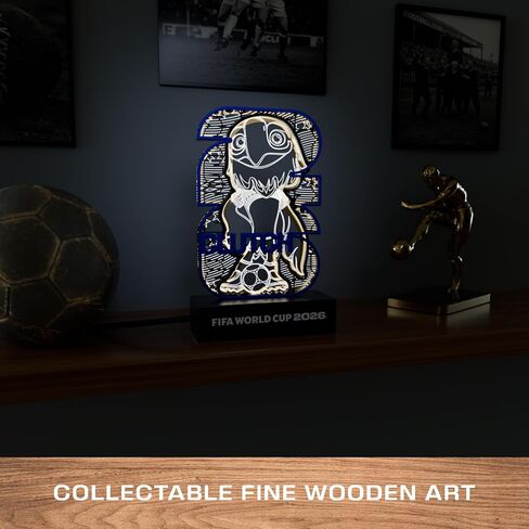 FIFA World Cup 2026 Official Licensed Illuminated Display – 5-Layer Wood & Acrylic Soccer Memorabilia Decor for Home, Office & Fan Collection – Mascot Clutch the Bald Eagle (USA) in Saudi Arabia