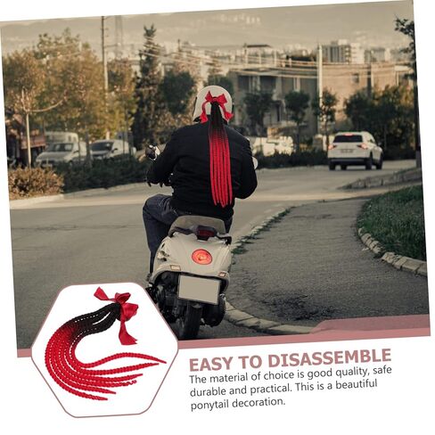 GARVALON Helmet Dreadlocks Decoration with Ponytail Adornment for Motorcycle Cycling and Skate Helmets Easy Install Suction Cup Design Durable and Reusable Accessory Black and Red in Kuwait