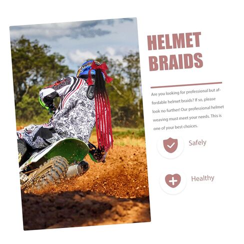 GARVALON Helmet Dreadlocks Decoration with Ponytail Adornment for Motorcycle Cycling and Skate Helmets Easy Install Suction Cup Design Durable and Reusable Accessory Black and Red in Kuwait
