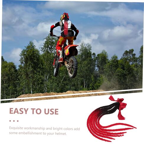 GARVALON Helmet Dreadlocks Decoration with Ponytail Adornment for Motorcycle Cycling and Skate Helmets Easy Install Suction Cup Design Durable and Reusable Accessory Black and Red in Kuwait