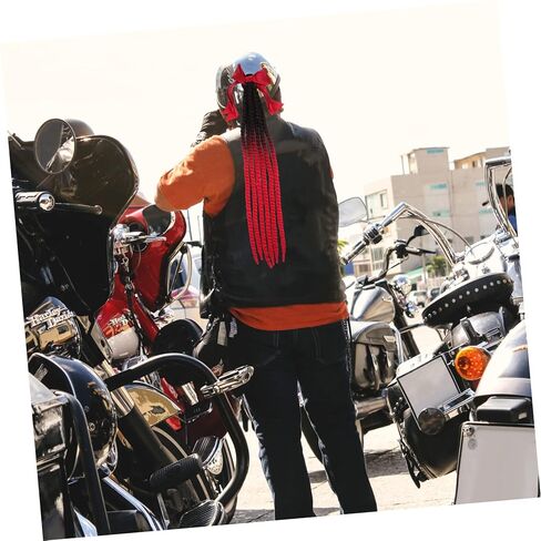 GARVALON Helmet Dreadlocks Decoration with Ponytail Adornment for Motorcycle Cycling and Skate Helmets Easy Install Suction Cup Design Durable and Reusable Accessory Black and Red in Kuwait