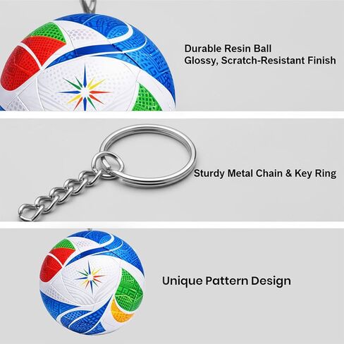 2PCS 1:1 Replica Soccer Keychain World Cup Design 2026 Soccer Ball 1.5 inches Keychain and Football keychain soccer Accessories for Men 2026 Football Keychains Backpack Charm Sports Soccers Gifts in Kuwait