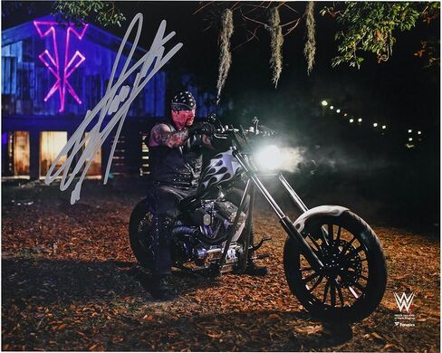Undertaker WWE Autographed 8" x 10" WrestleMania 36 Boneyard Match on Motorcycle Photograph - Autographed Wrestling Cards in Saudi Arabia