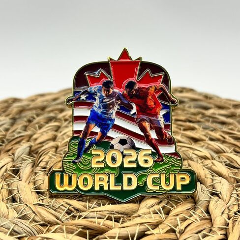 2026 Soccer World Cup Zinc Alloy Badge Pin - 2.17x1.97 Inch Shiny Enamel Collectible with Secure Butterfly Clasps - Perfect for World Cup Tournament 2026 Gifts and Decor in Saudi Arabia
