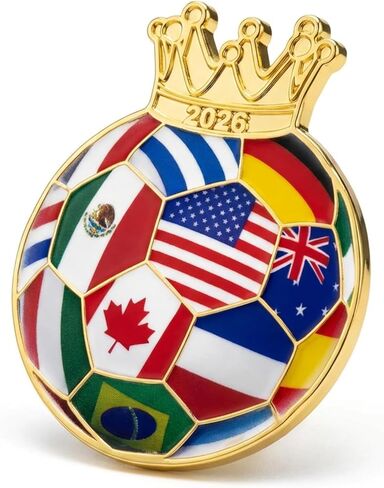 2026 International Soccer Commemorative Pin with Display Case – Crowned Football Design – Premium Enamel Souvenir Gift for Soccer Fans in Saudi Arabia
