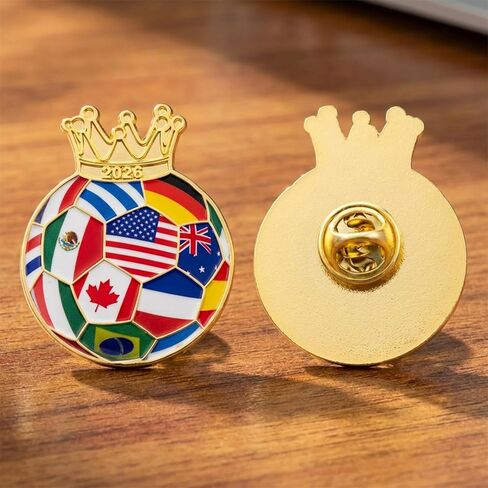 2026 International Soccer Commemorative Pin with Display Case – Crowned Football Design – Premium Enamel Souvenir Gift for Soccer Fans in Saudi Arabia