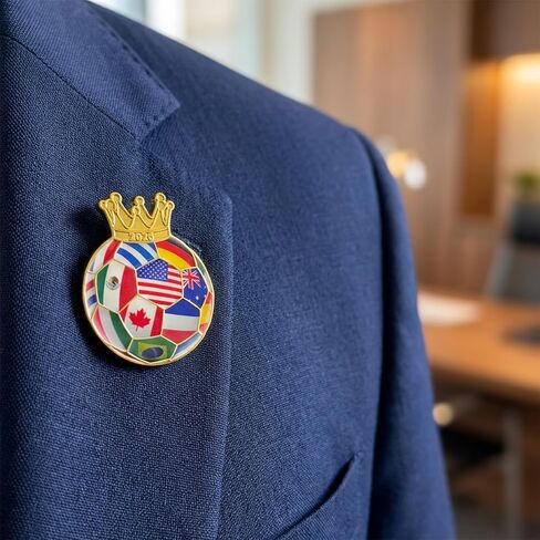 2026 International Soccer Commemorative Pin with Display Case – Crowned Football Design – Premium Enamel Souvenir Gift for Soccer Fans in Saudi Arabia