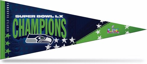 راية ديكور حائط من اللباد مقاس 30.48 سم × 76.2 سم من ريكو إندستريز NFL سياتل سي هوكس 2026 سوبر بول LX - رائعة للمنزل/غرفة النوم/ديكور كهف الرجال in Saudi Arabia
