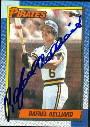 Autograph Warehouse 46359 Rafael Belliard Autographed Baseball Card Pittsburgh Pirates 1990 Topps No .143 in Saudi Arabia