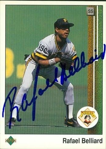 Autograph Warehouse 46358 Rafael Belliard Autographed Baseball Card Pittsburgh Pirates 1989 Upper Deck No .90 in Saudi Arabia