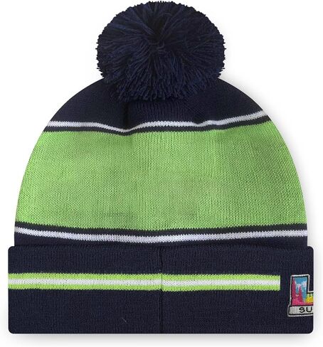 قبعة فوكو سياتل سي هوكس NFL Super Bowl LX Champions Big Wordmark Stripe Pom Beanie in Saudi Arabia