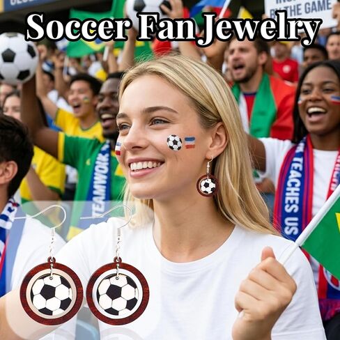World Cup Soccer Earrings for Women, Football Dangle Earrings, Sports Gifts for Women Adults Soccer Lovers, Birthday Anniversary Holiday Gifts for Sports Fans in Kuwait