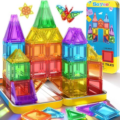 لعبة Mini Magnetic Tiles Thoring Toddler مع Toddler Toys with Metal Tin Portable Ste Building Toys for 3 4 5 6 7 7 8+ eary boys & Girls and Birthday Gifts in Kuwait