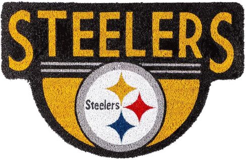 Team Sports America Officially Licensed NFL Fan Gear Pittsburgh Steelers, Shaped Coir Door Mat Floor Mat Sports Accessories and Gift for Home Office and Fan Cave in Saudi Arabia