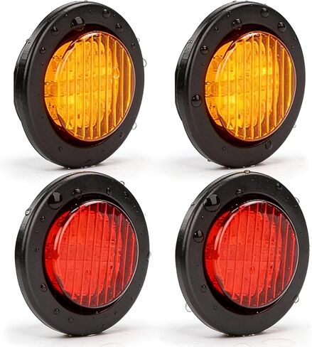 NEW SUN 12PCS Premium 2.5" Round LED Trailer Lights, 13 Red LEDs Side Marker Lights, Clearance Lights Kits with Grommet & 2-Pin Plug - Universal for Trucks, Trailers, Rvs, Camper in Kuwait