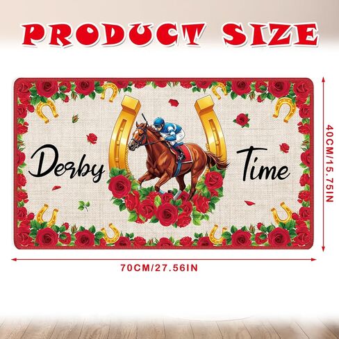 ديربي الوقت باب حصيرة، سباقات الورود ترحيب الحصير مدخل البساط خارج الزينة، كنتاكي سباق الخيل الحصير الزخرفية في الهواء الطلق للباب الأمامي (28 × 16 بوصة) in Kuwait