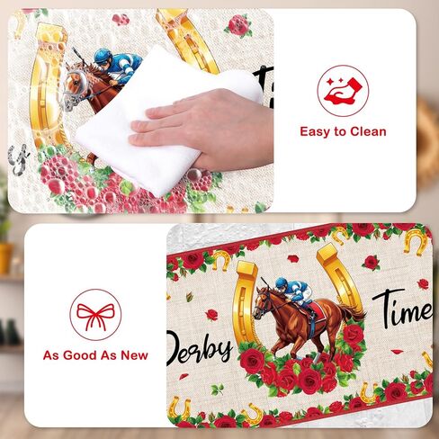 ديربي الوقت باب حصيرة، سباقات الورود ترحيب الحصير مدخل البساط خارج الزينة، كنتاكي سباق الخيل الحصير الزخرفية في الهواء الطلق للباب الأمامي (28 × 16 بوصة) in Kuwait