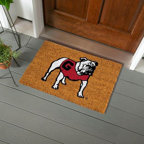 NCAA University of Georgia Bulldog Coir Doormat, Official Full Color Team Logo, 28 x 16 Inches, Non Slip Back, Front Door Welcome Floor Mats, Indoor Outdoor Entrance Rug in Saudi Arabia