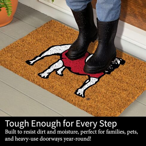 NCAA University of Georgia Bulldog Coir Doormat, Official Full Color Team Logo, 28 x 16 Inches, Non Slip Back, Front Door Welcome Floor Mats, Indoor Outdoor Entrance Rug in Saudi Arabia