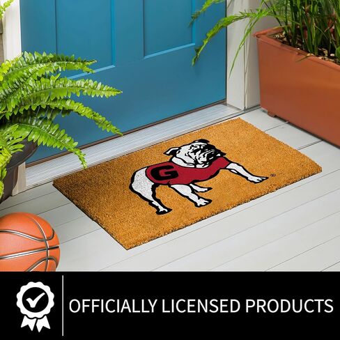 NCAA University of Georgia Bulldog Coir Doormat, Official Full Color Team Logo, 28 x 16 Inches, Non Slip Back, Front Door Welcome Floor Mats, Indoor Outdoor Entrance Rug in Saudi Arabia