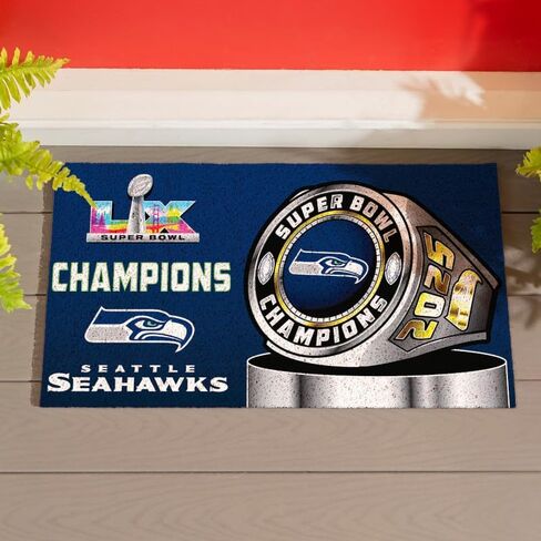 NFL Seattle Seahawks Doormat, 2026 Superbowl LX Championship, 28 x 16 inches Turf Fornt Door Mat, Non-Slip Backing Entryway Rug Indoor and Outdoor Entrance Welcome Mats in Saudi Arabia