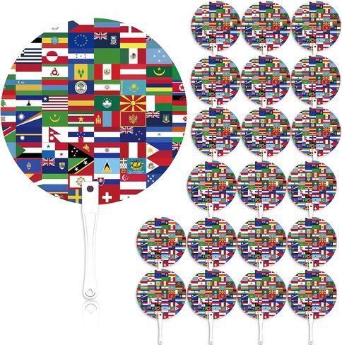 20-Pack World Cup Fan 2026 Soccer World Cup Merchandise & Accessories Decorations,Football Great Gifts for Soccer Fans,Colorful International Country Flag&Trophy Design Party Supplies in Saudi Arabia