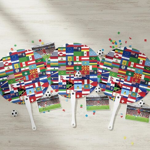 20-Pack World Cup Fan 2026 Soccer World Cup Merchandise & Accessories Decorations,Football Great Gifts for Soccer Fans,Colorful International Country Flag&Trophy Design Party Supplies in Saudi Arabia