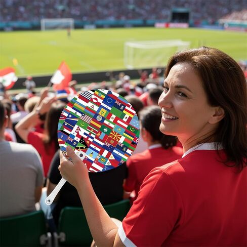 20-Pack World Cup Fan 2026 Soccer World Cup Merchandise & Accessories Decorations,Football Great Gifts for Soccer Fans,Colorful International Country Flag&Trophy Design Party Supplies in Saudi Arabia