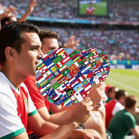 20-Pack World Cup Fan 2026 Soccer World Cup Merchandise & Accessories Decorations,Football Great Gifts for Soccer Fans,Colorful International Country Flag&Trophy Design Party Supplies in Saudi Arabia