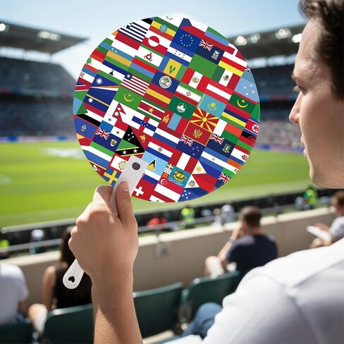 20-Pack World Cup Fan 2026 Soccer World Cup Merchandise & Accessories Decorations,Football Great Gifts for Soccer Fans,Colorful International Country Flag&Trophy Design Party Supplies in Saudi Arabia